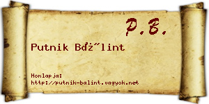 Putnik Bálint névjegykártya