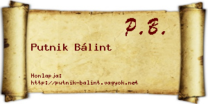 Putnik Bálint névjegykártya